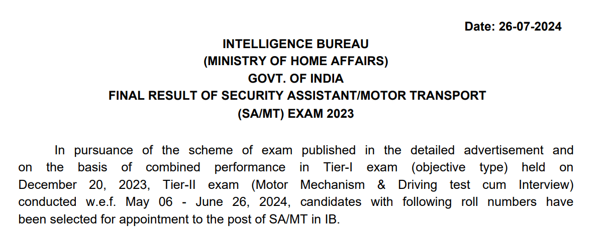 IB SA MT FINAL RESULT