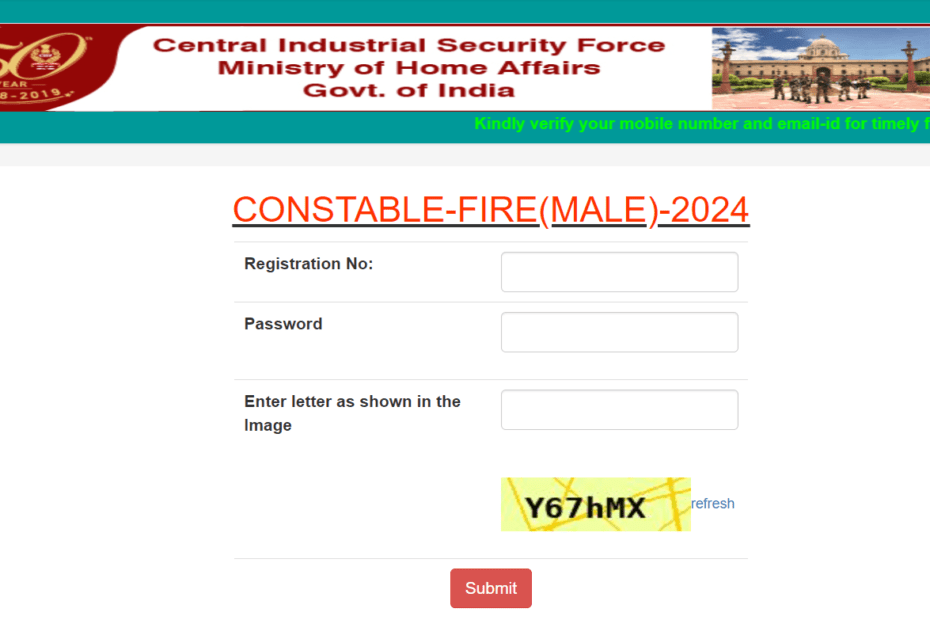 CISF Constable Fire (Male) Recruitment 2024