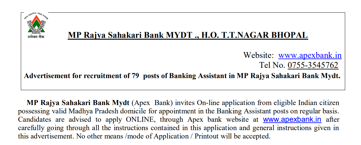 MP Apex Bank Recruitment