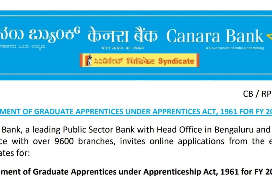 Canara Bank Graduate Apprentice 2024