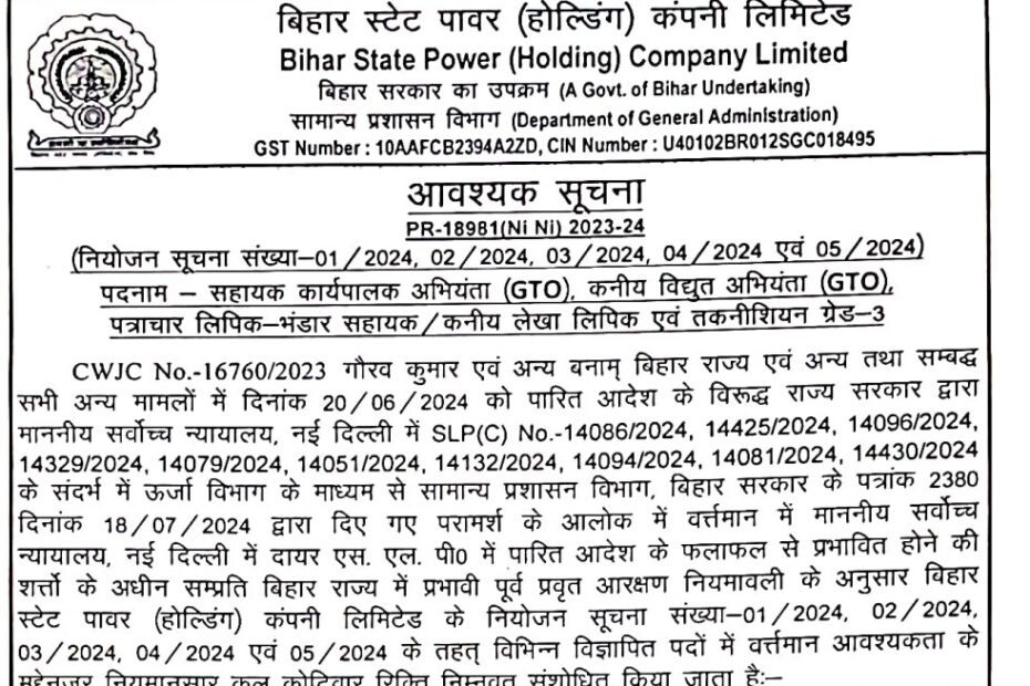 BSPHCL Recruitment 2024 Reopen