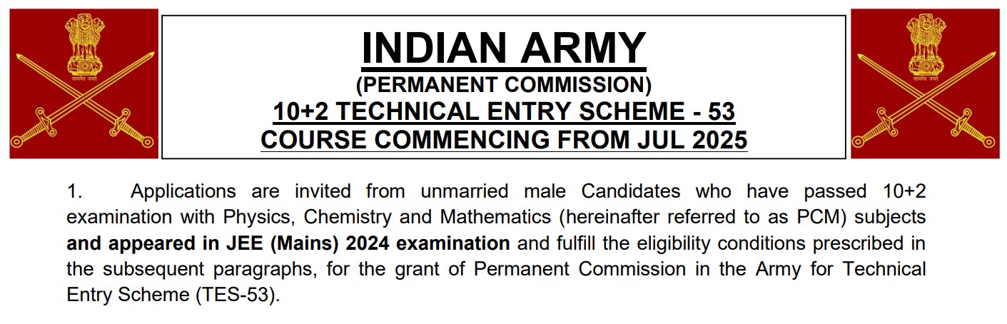 Indian Army TES-53 Course 2025