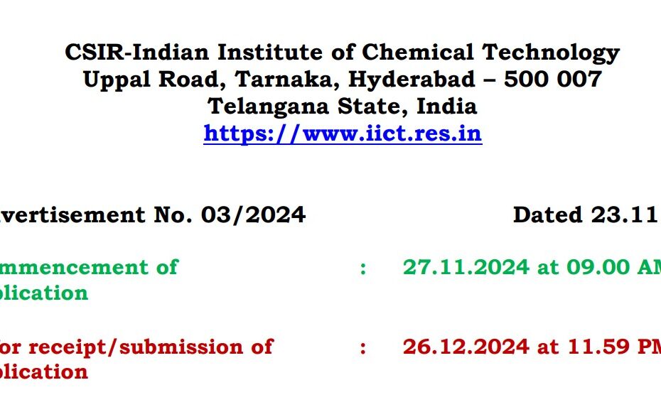 CSIR-IICT Technician Recruitment 2024