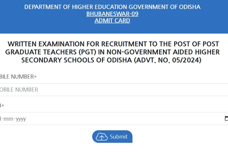 SSB Odisha PGT Admit Card 2024