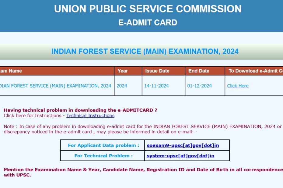 UPSC IFS Mains Admit Card 2024